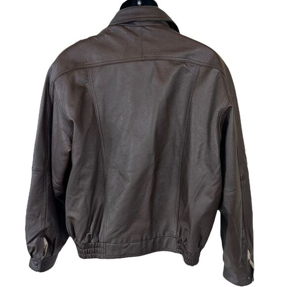 North American Hunting Club Life Members Brown Leather Bomber Jacket - Picture 12 of 13